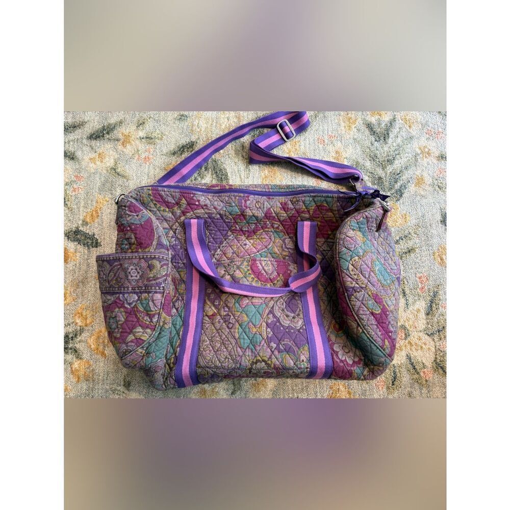 Vera Bradley Compact Sport Bag Tote Duffle Purple Paisley
